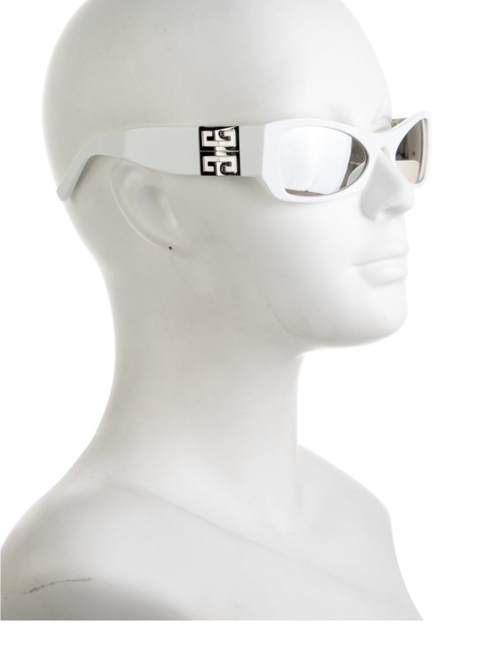 Givenchy White Wrap Sunglasses with Silver Logo Accent